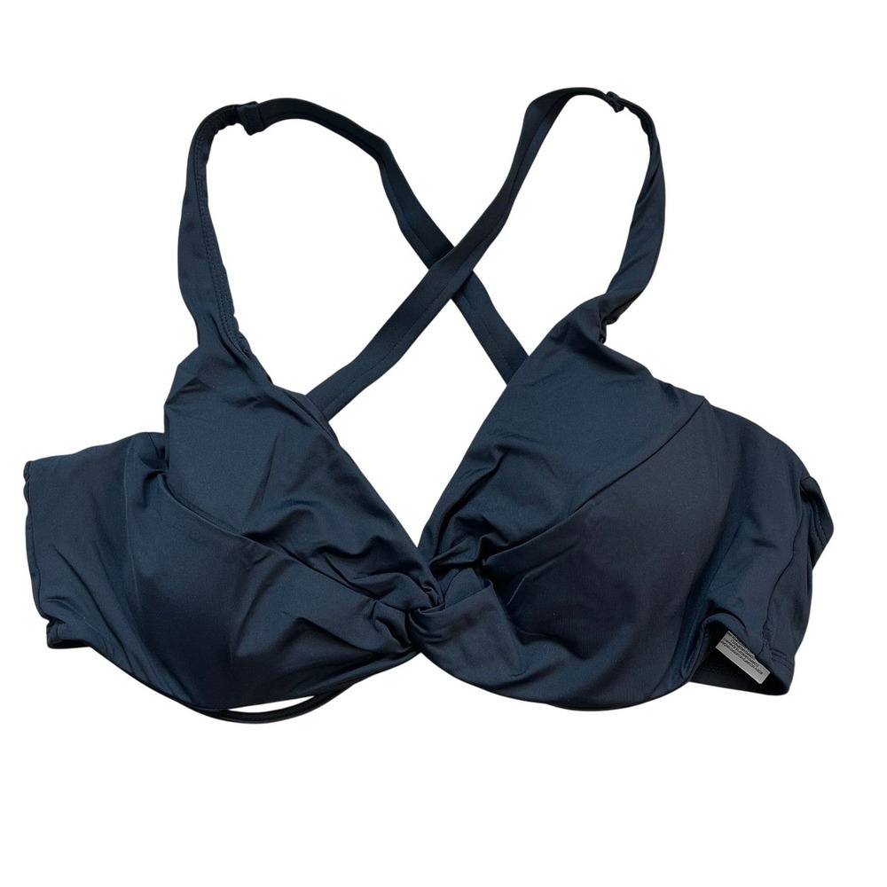 La Blanca Bikini Top Womens 16 Black Convertible Twist Front LB3ZZ70 Wired NWT